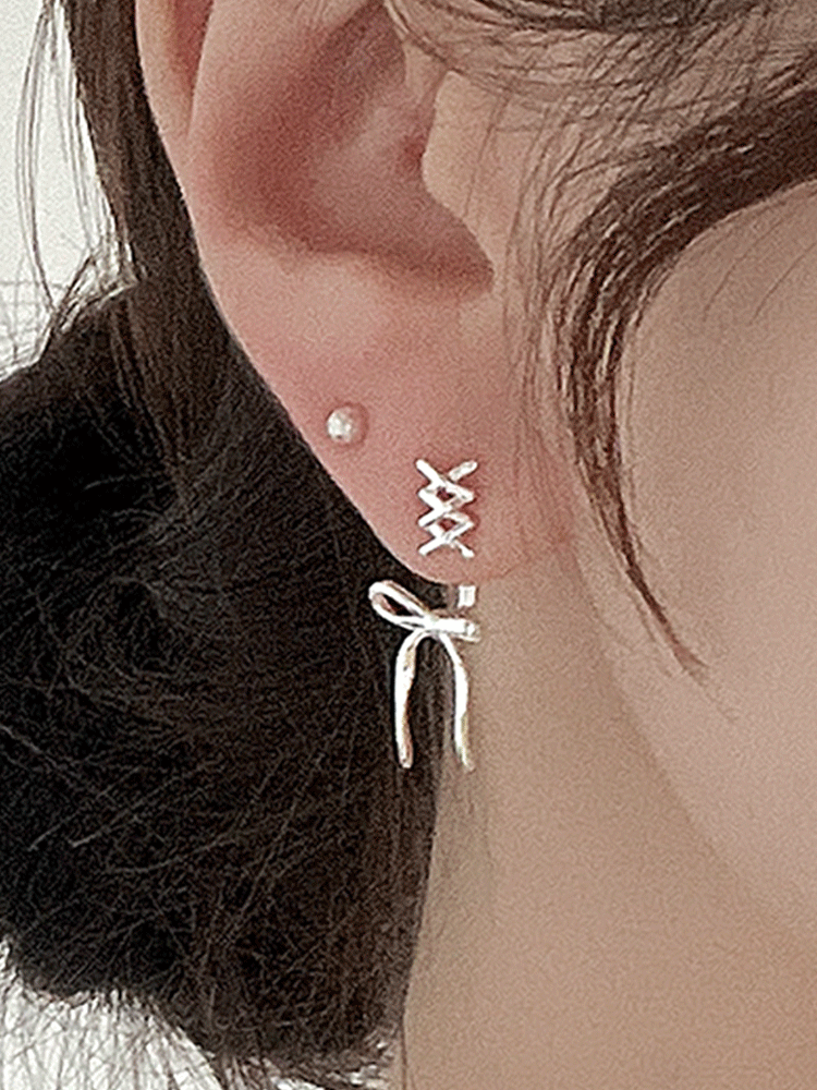 925 silver ballet core ribbon earring (이어자켓)